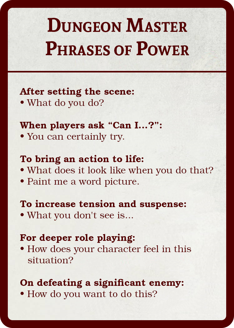 Dungeon Master Phrases of Power Card